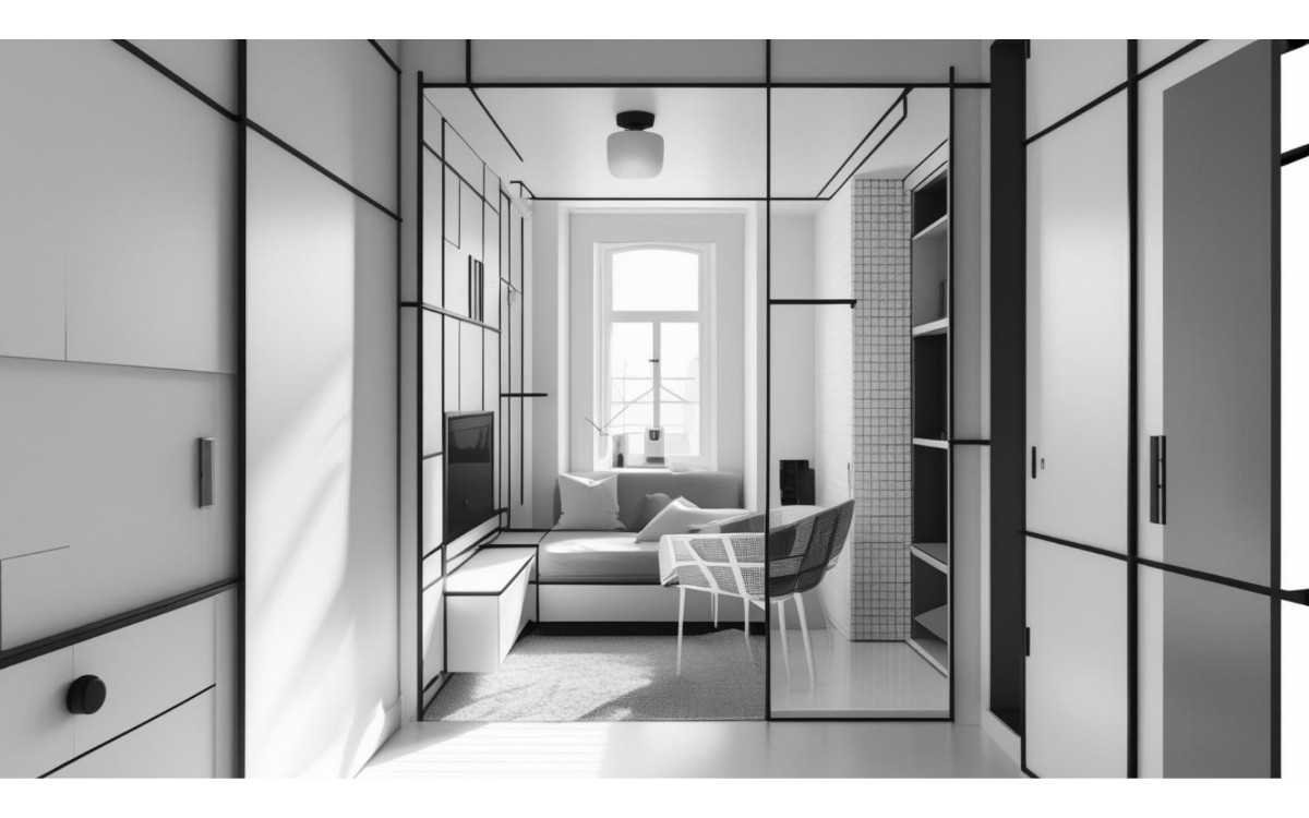 A Small Apartment Becomes a Monochrome Masterpiece