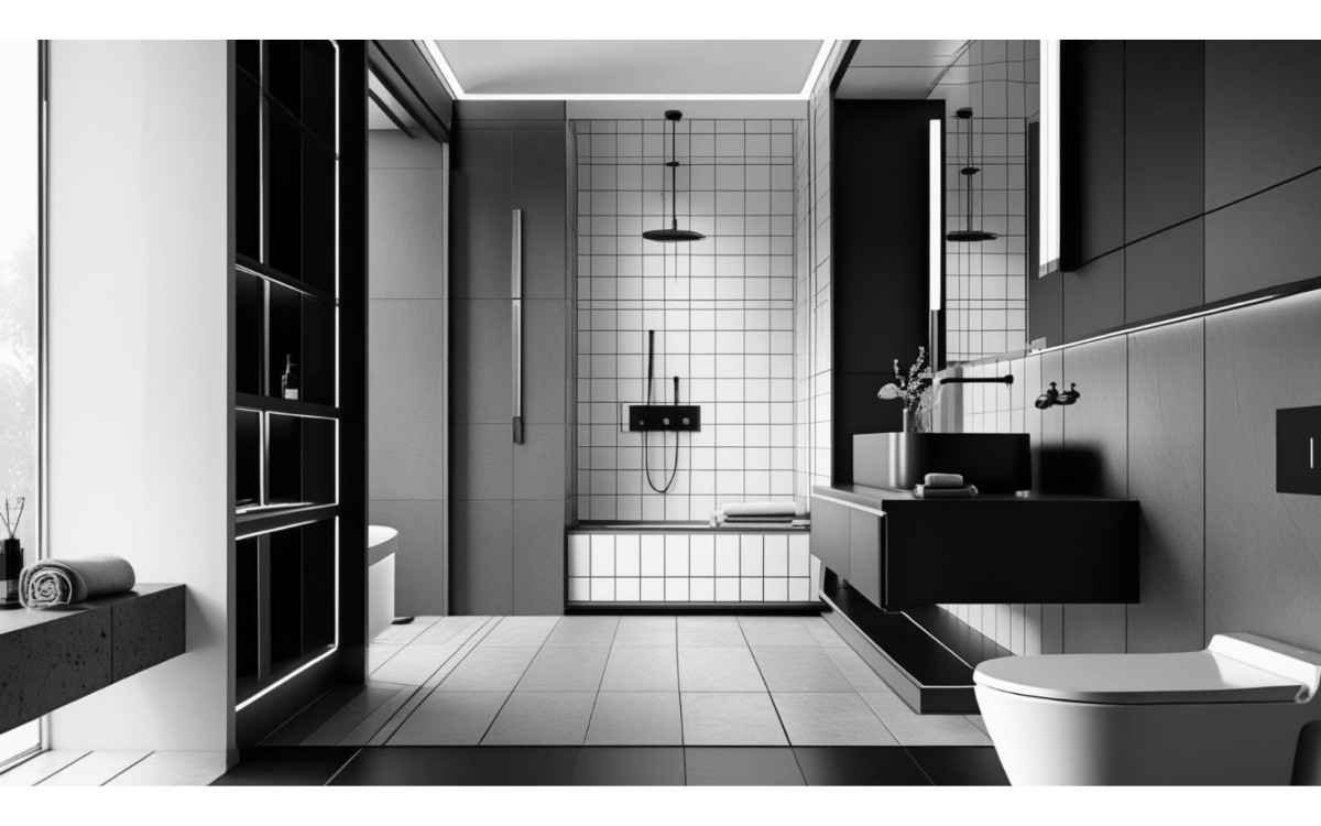 Bathrooms That Pop with Monochrome Charm