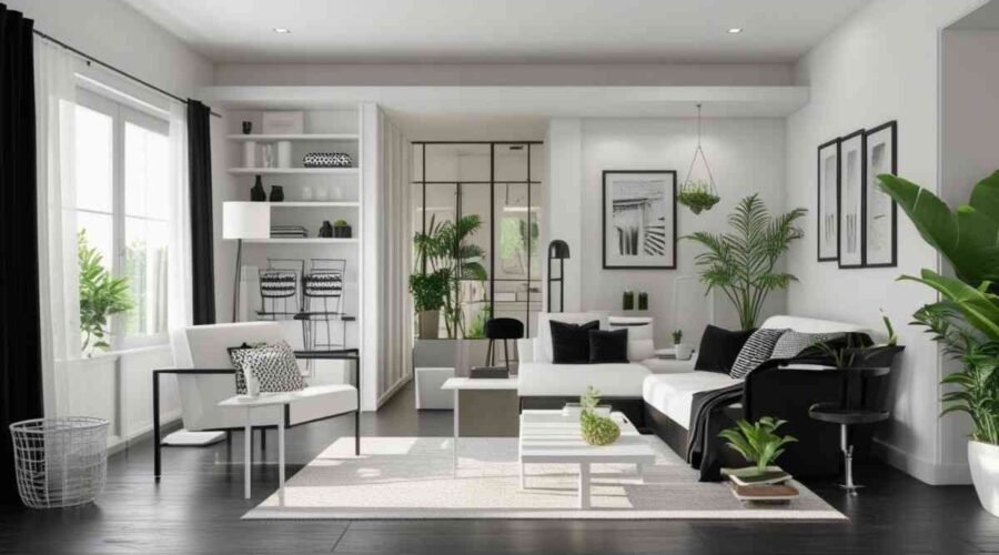 White and Black Interior Design for Small Homes