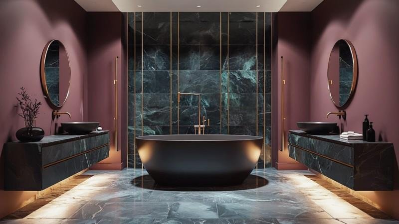 Moody Bathrooms Need Moody Floors