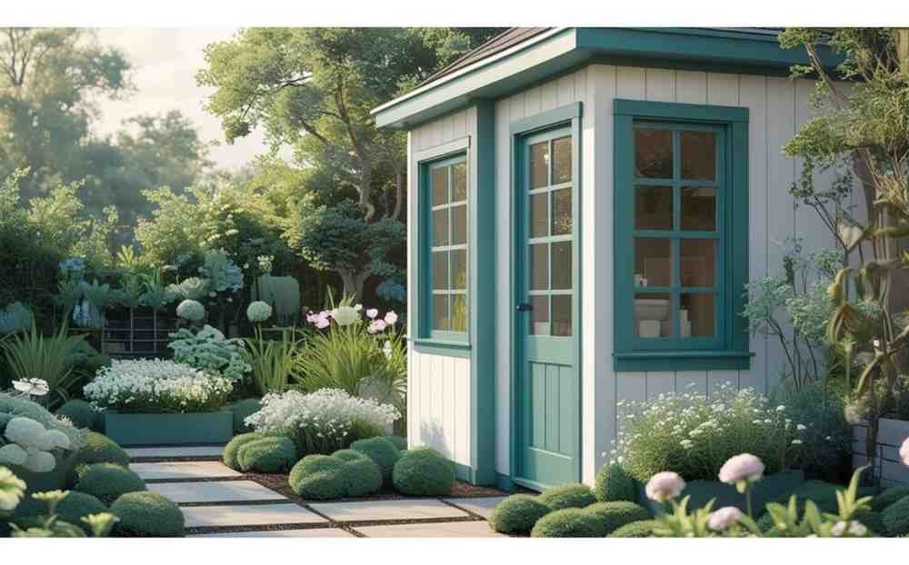 Muted Teal and White Trim