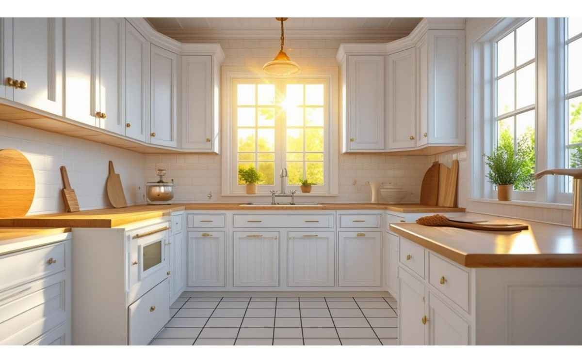The Power of Natural Light in a White Cabinets Tile Floor Kitchen